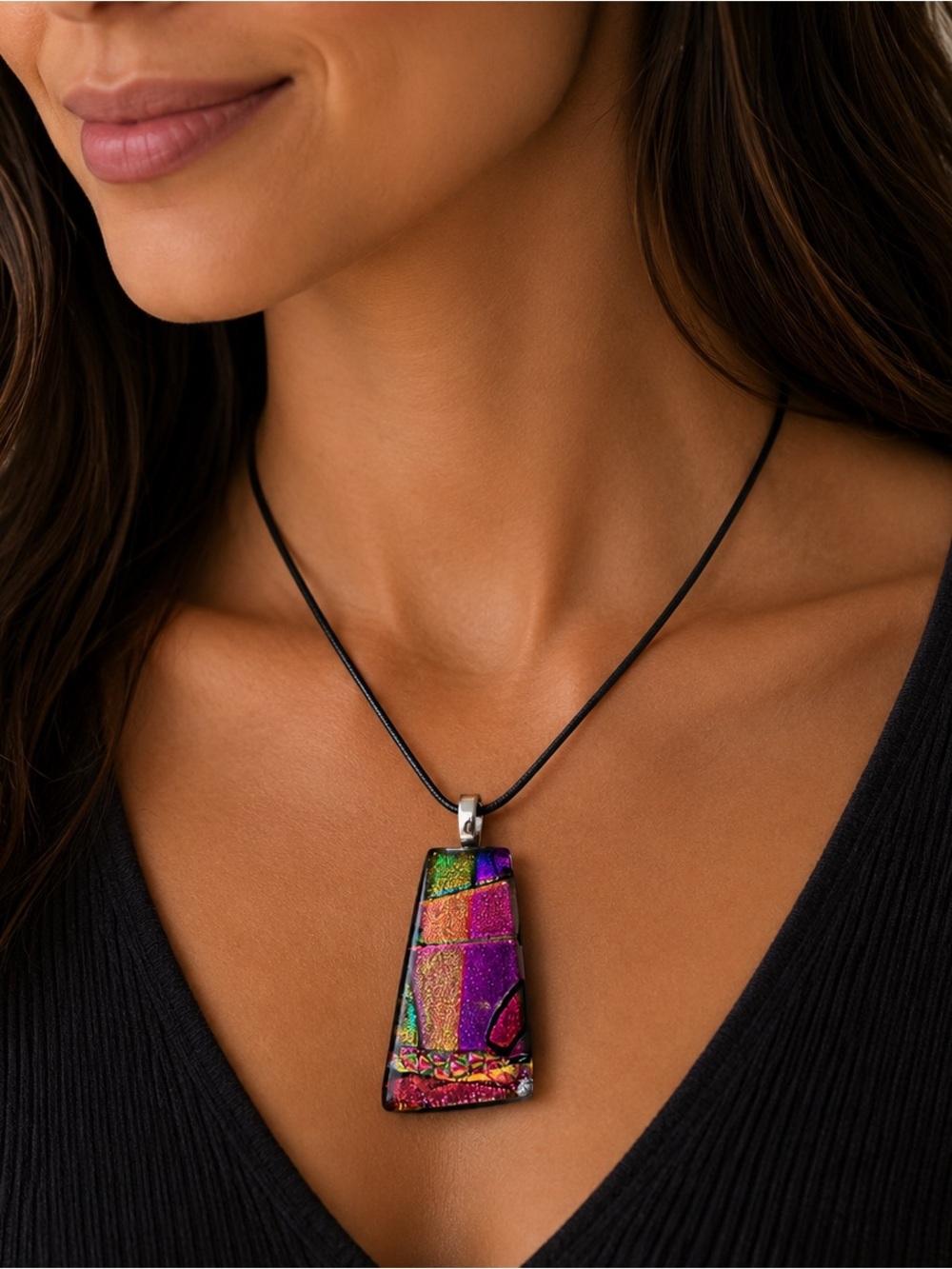 Colorful Geometric Pendant Necklace